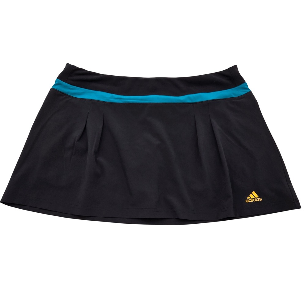 Adidas Climalite Womens Black Teal Athletic Lined Skort Tennis Golf Size Large - Picture 1 of 6